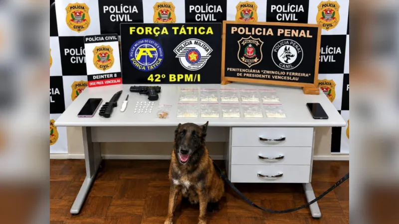 Também foram apreendidos um simulacro de arma de fogo e celulares.