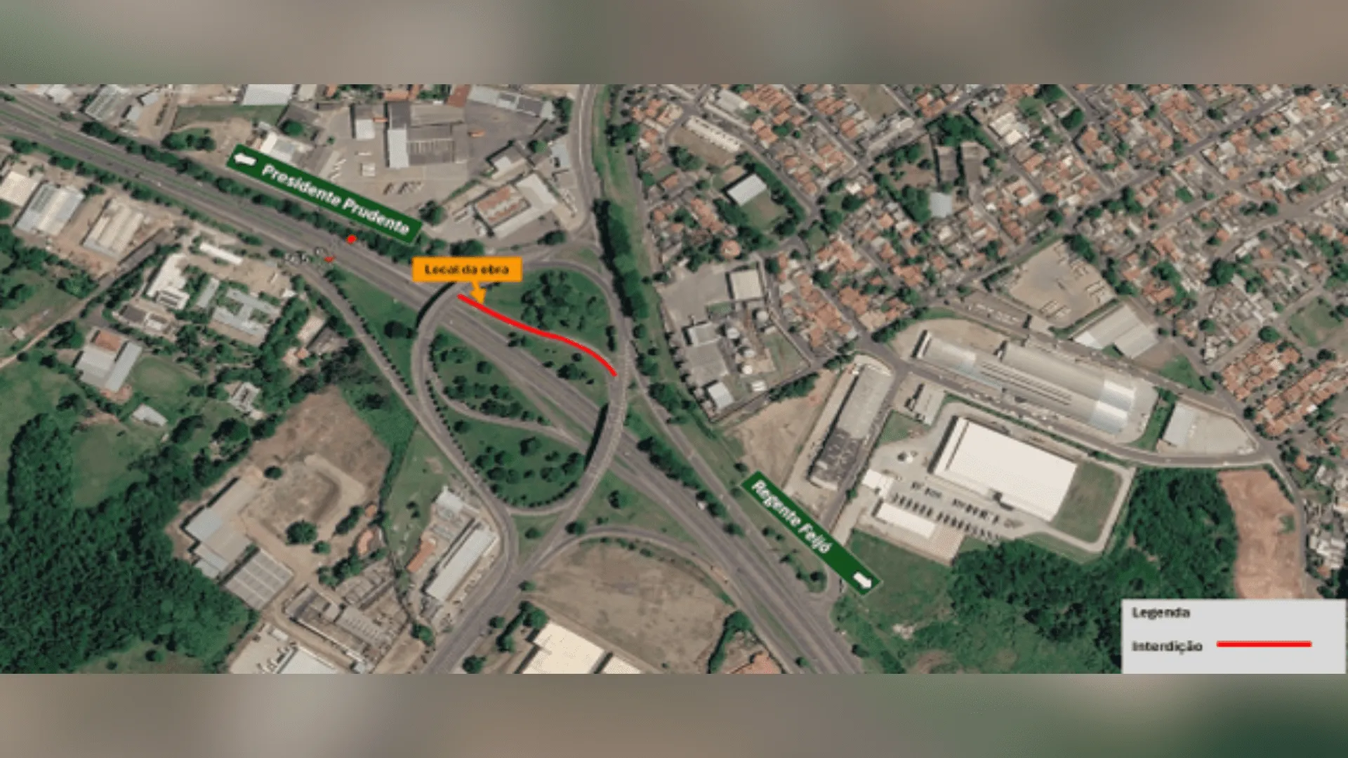 Alça da Rodovia Raposo Tavares será interditada para obras nesta segunda-feira, em Presidente Prudente